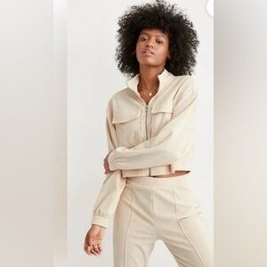 Aerie Cream Zip-Up Jacket